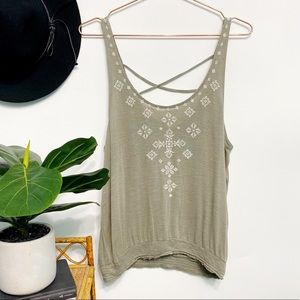 aeropostale | cape juby crisscross strappy tank olive green l